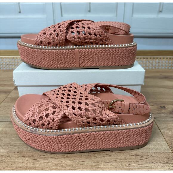 Ulla Johnson Gili Woven Leather Flatform Sandals Sundew Size 9/9.5 US 40 EU NIB - Picture 4 of 16